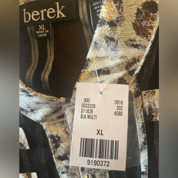 NWT Berek Black/Gold Partially Sheer Party Jacket with Zipper Closure, Size XL - Picture 5 of 5